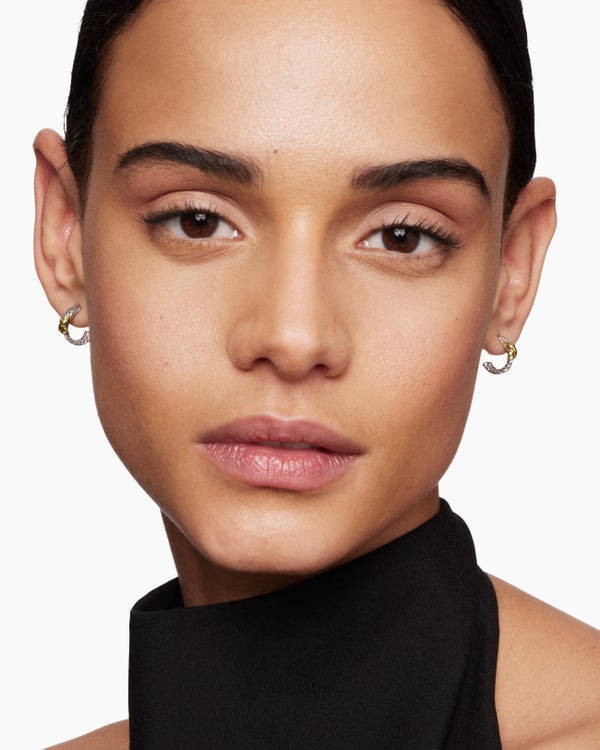 David Van Hagen Petite X Hoop Earrings Sterling Silver With 18K Yellow Gold 12.6mm