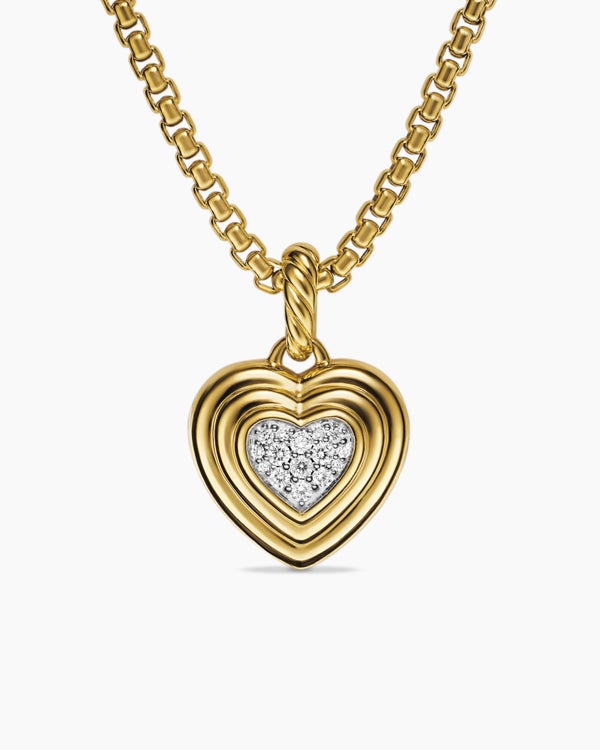 david van hagen Puffy Heart Amulet 18K Yellow Gold with Diamonds 17mm