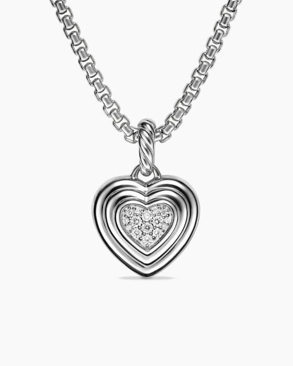 david van hagen Puffy Heart Amulet Sterling Silver with Diamonds 17mm
