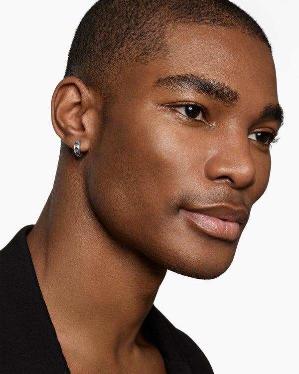 David Van Hagen Pyramid Hoop Earring Sterling Silver 12.3mm