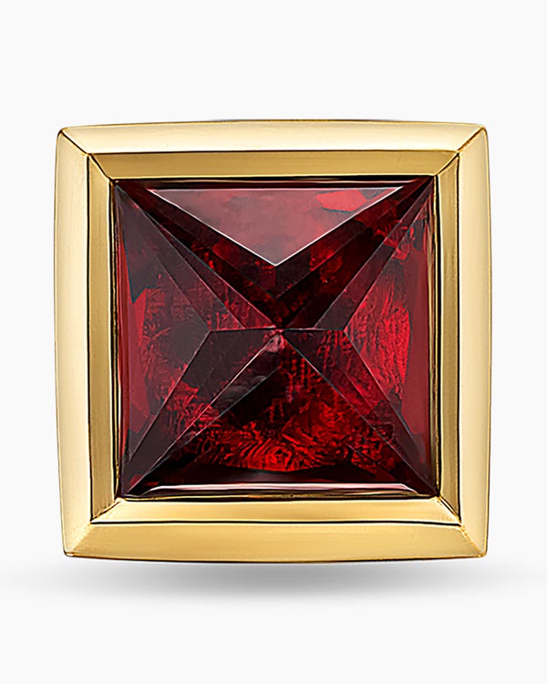 David Van Hagen Pyramid Stud Earring 18K Yellow Gold With Garnet 6.6mm