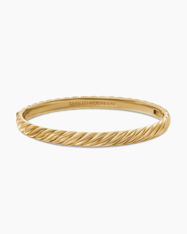 David Van Hagen Sculpted Cable Bangle Bracelet 18K Yellow Gold 6.2mm