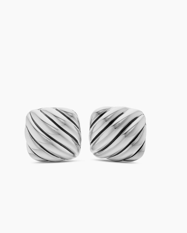 david van hagen Sculpted Cable Cushion Cufflinks Sterling Silver 17mm