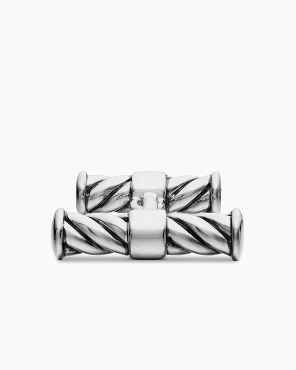 David Van Hagen Sculpted Cable Elongated Cufflinks Sterling Silver 22mm