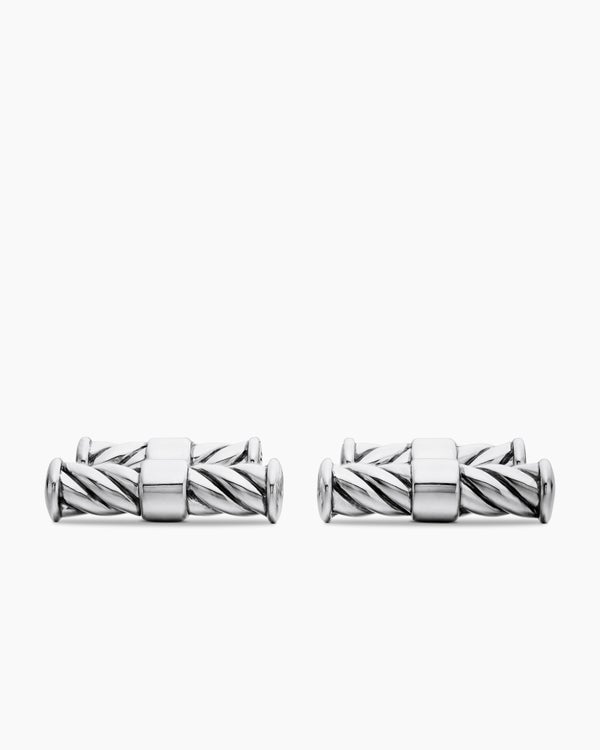 david van hagen Sculpted Cable Elongated Cufflinks Sterling Silver 22mm