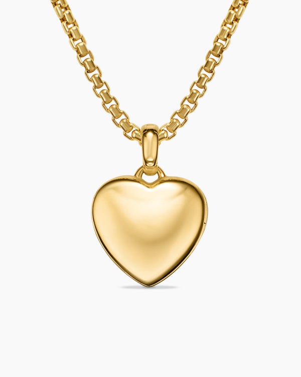 David Van Hagen Sculpted Cable Heart Locket 18K Yellow Gold 23mm