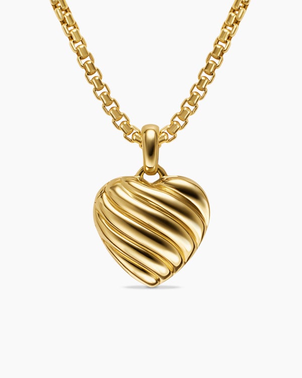 david van hagen Sculpted Cable Heart Locket 18K Yellow Gold 23mm
