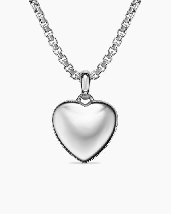 David Van Hagen Sculpted Cable Heart Locket Sterling Silver 23mm