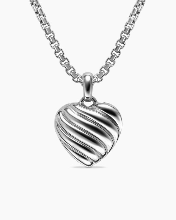 david van hagen Sculpted Cable Heart Locket Sterling Silver 23mm