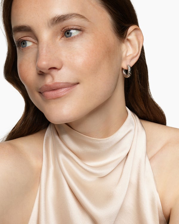 David Van Hagen Sculpted Cable Hoop Earrings Sterling Silver 18.6mm