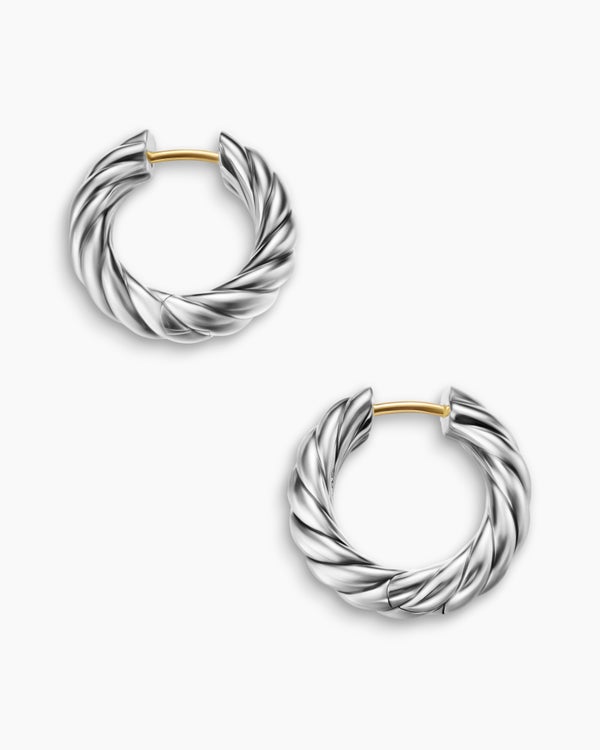 David Van Hagen Sculpted Cable Hoop Earrings Sterling Silver 18.6mm