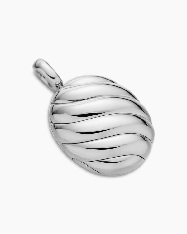 David Van Hagen Sculpted Cable Locket Sterling Silver 27mm