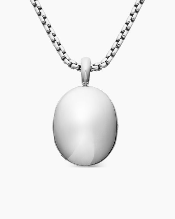 David Van Hagen Sculpted Cable Locket Sterling Silver 27mm