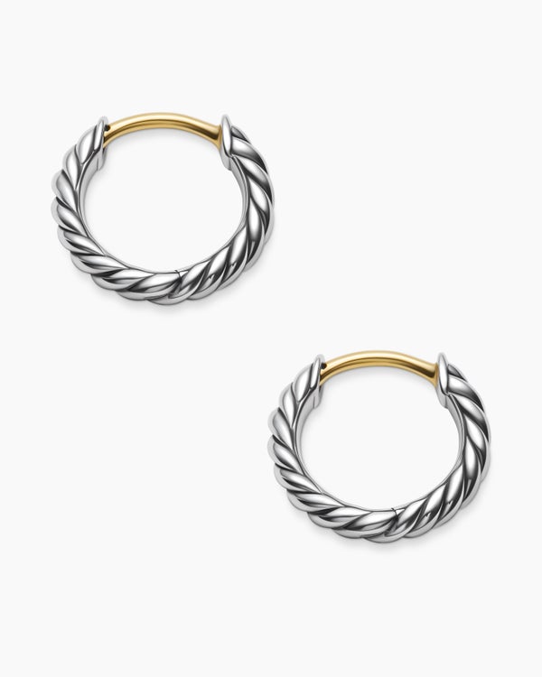 David Van Hagen Sculpted Cable Micro Huggie Hoop Earrings Sterling Silver 10.7mm
