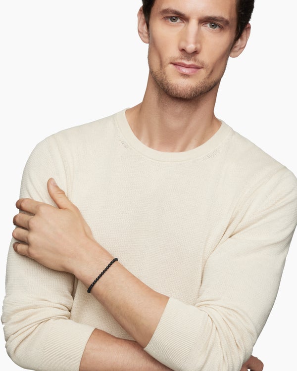 David Van Hagen Spiritual Beads Bracelet Black Onyx And 18K Yellow Gold 4mm