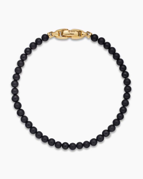 David Van Hagen Spiritual Beads Bracelet Black Onyx And 18K Yellow Gold 4mm