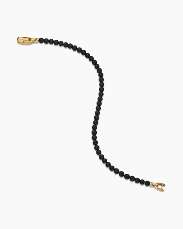 David Van Hagen Spiritual Beads Bracelet Black Onyx And 18K Yellow Gold 4mm
