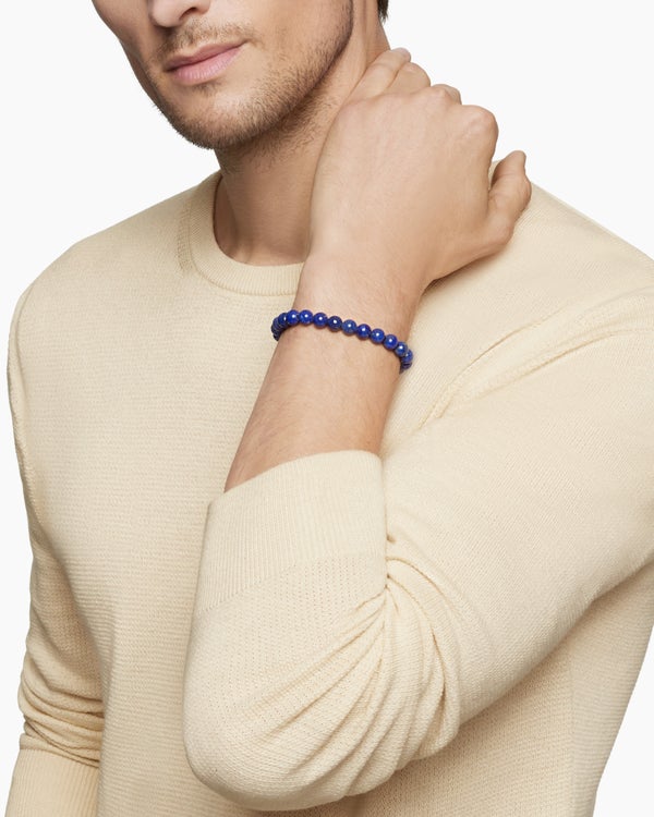 David Van Hagen Spiritual Beads Bracelet Sterling Silver With Lapis 8mm