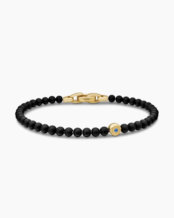 david van hagen Spiritual Beads Evil Eye Bracelet Black Onyx Sapphire and 18K Yellow Gold 4mm