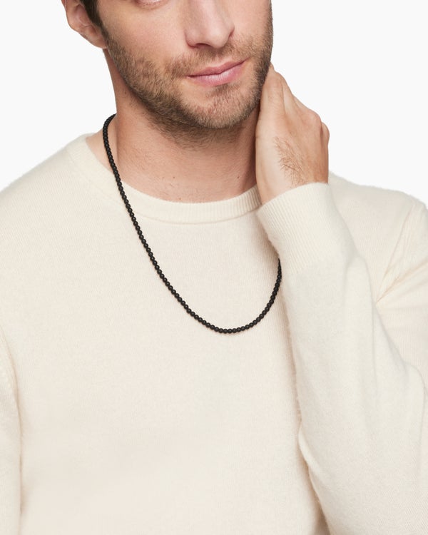 David Van Hagen Spiritual Beads Necklace Black Onyx With Sterling Silver 4mm