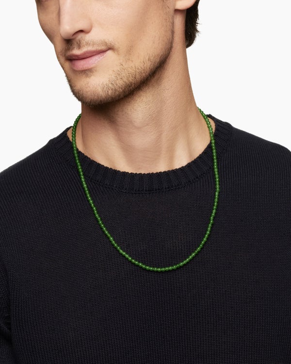 David Van Hagen Spiritual Beads Necklace Nephrite Jade And 18K Yellow Gold 4mm