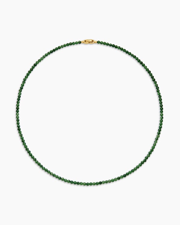 David Van Hagen Spiritual Beads Necklace Nephrite Jade And 18K Yellow Gold 4mm