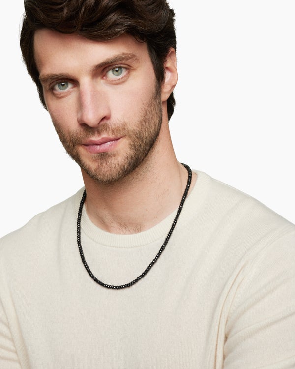 David Van Hagen Spiritual Beads Necklace Sterling Silver With Black Spinel 5mm