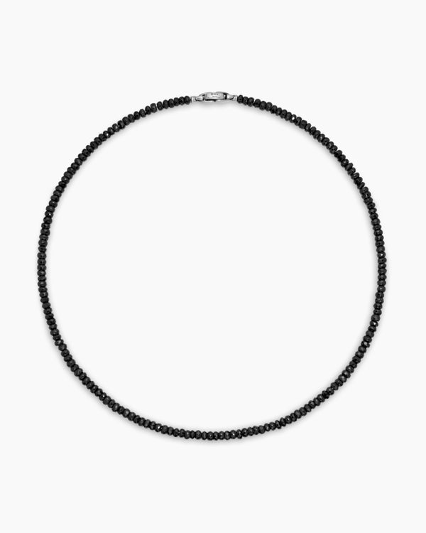 David Van Hagen Spiritual Beads Necklace Sterling Silver With Black Spinel 5mm