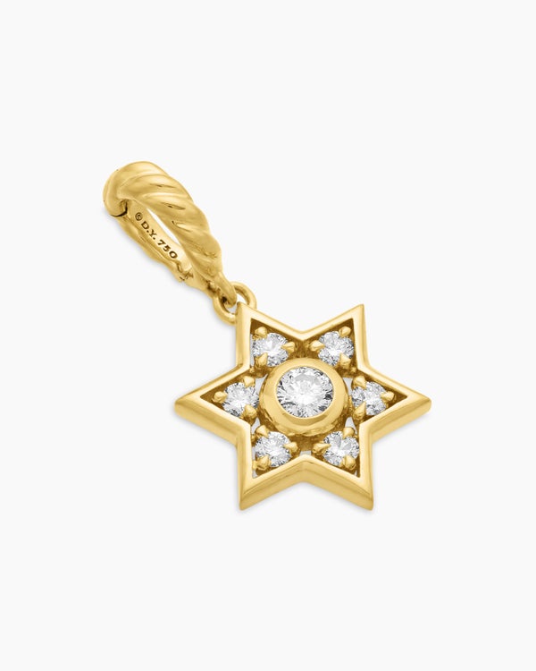 David Van Hagen Star Of David Pendant 18K Yellow Gold With Diamonds 11.2mm