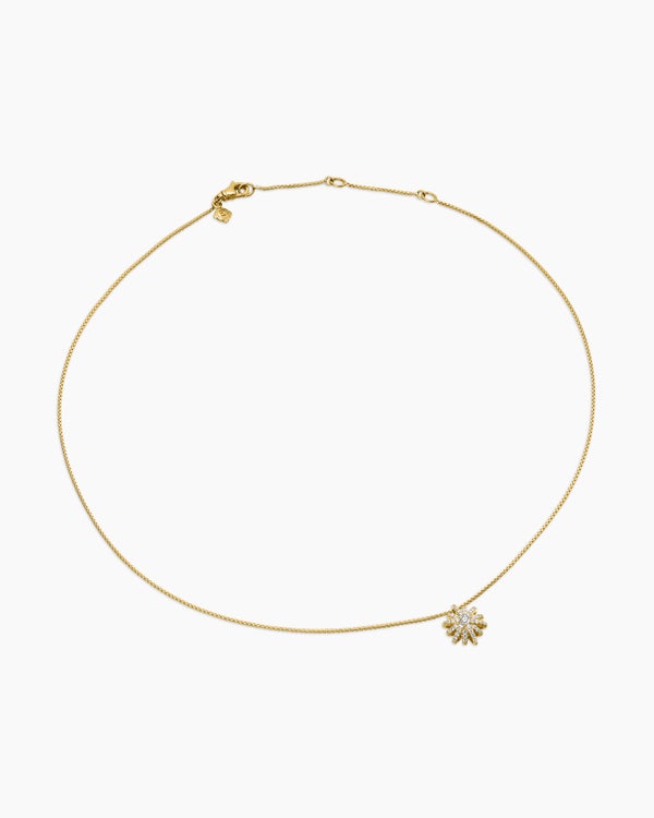 David Van Hagen Starburst Pendant Necklace 18K Yellow Gold With Diamonds 11mm