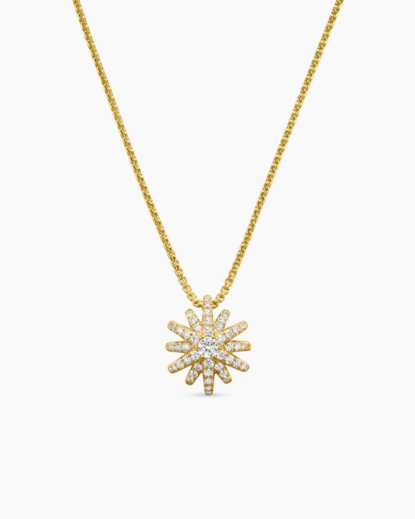 david van hagen Starburst Pendant Necklace 18K Yellow Gold with Diamonds 11mm