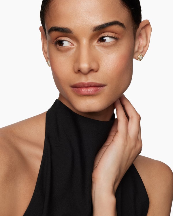 David Van Hagen Starburst Stud Earrings 18K Yellow Gold With Diamonds 11.7mm