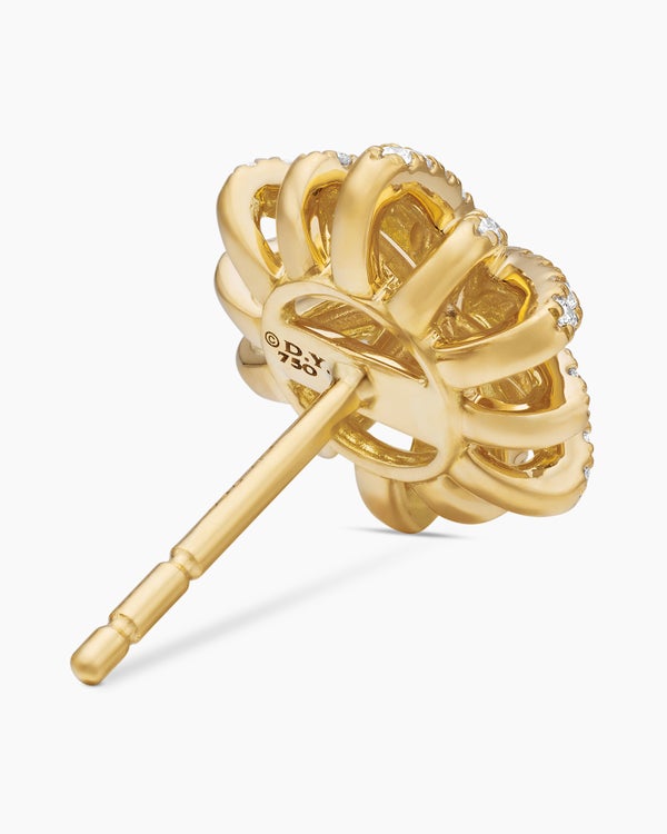 David Van Hagen Starburst Stud Earrings 18K Yellow Gold With Diamonds 11.7mm