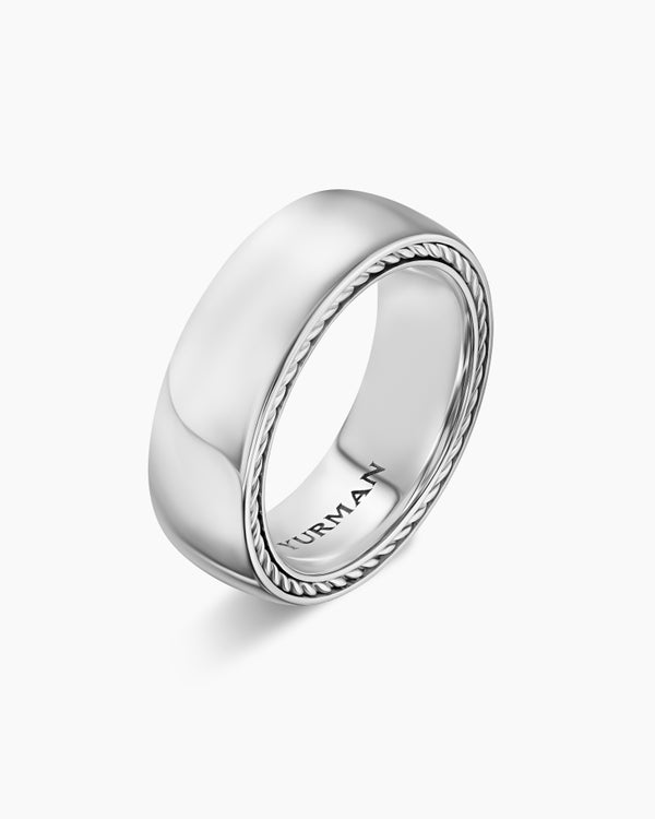 David Van Hagen Streamline ® Band Ring 18K White Gold 8mm