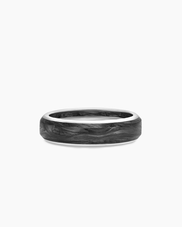 david van hagen Streamline ® Band Ring 18K White Gold with Forged Carbon 6mm