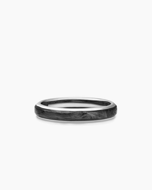 david van hagen Streamline ® Band Ring 18K White Gold with Forged Carbon 4mm
