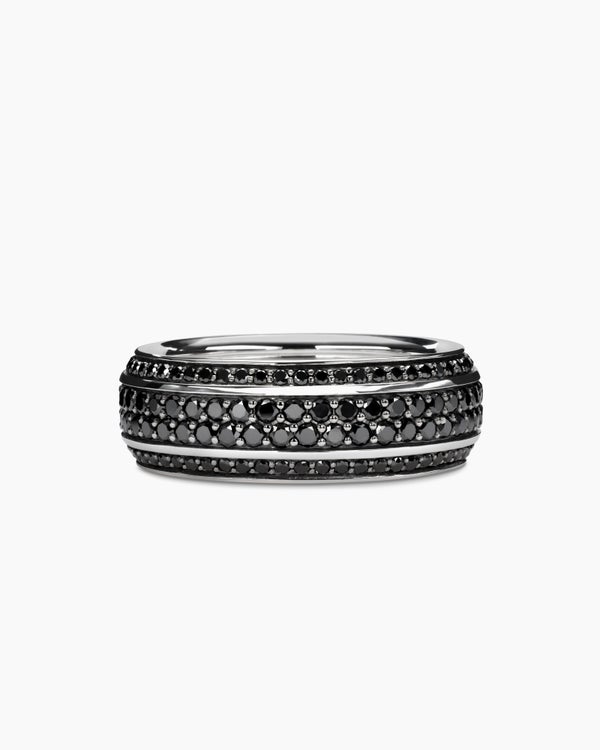 david van hagen Streamline ® Beveled Band Ring 18K White Gold with Black Diamonds 8.5mm