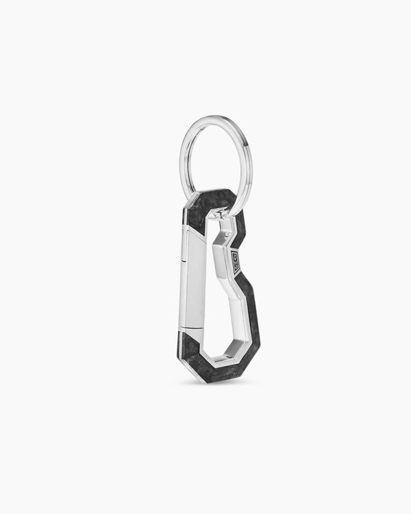 David Van Hagen Streamline ® Carabineer Keychain Sterling Silver With Forged Carbon 57.5mm