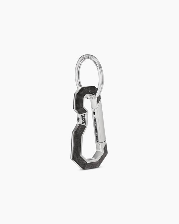 david van hagen Streamline ® Carabineer Keychain Sterling Silver with Forged Carbon 57.5mm
