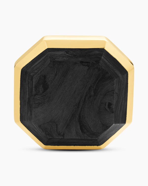 David Van Hagen Streamline ® Cufflinks 18K Yellow Gold With Forged Carbon 15mm