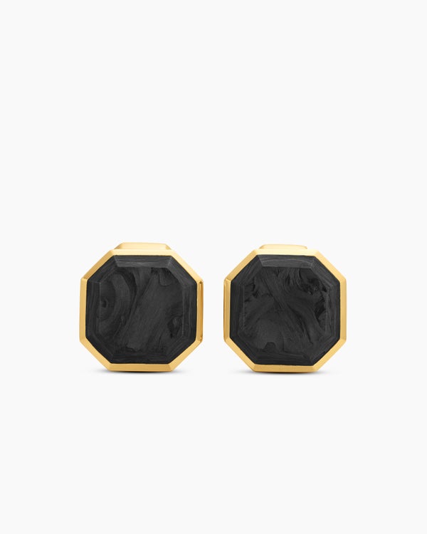 david van hagen Streamline ® Cufflinks 18K Yellow Gold with Forged Carbon 15mm