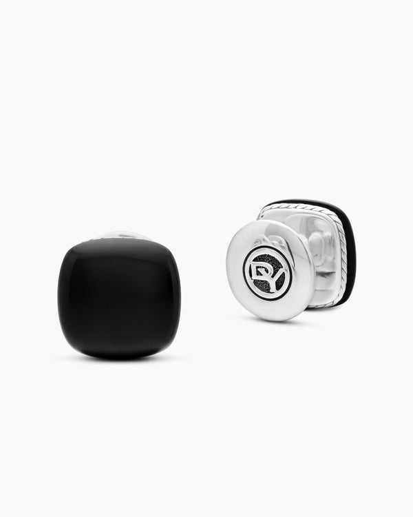 David Van Hagen Streamline ® Cushion Tuxedo Studs Sterling Silver With Black Onyx
