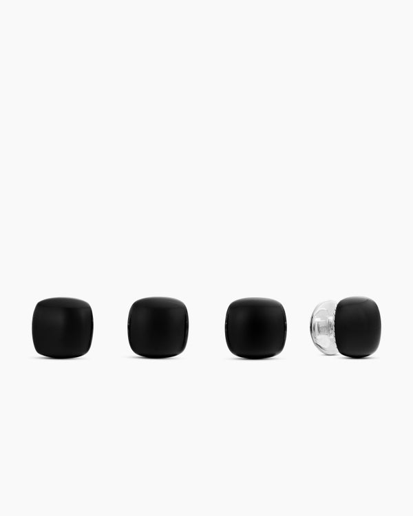 david van hagen Streamline ® Cushion Tuxedo Studs Sterling Silver with Black Onyx