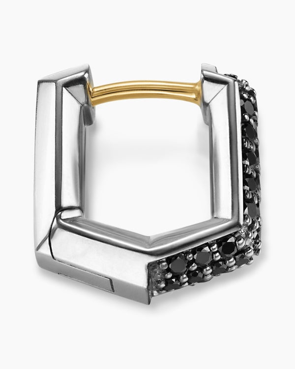 David Van Hagen Streamline ® Hoop Earring Sterling Silver With Black Diamonds 11.7mm