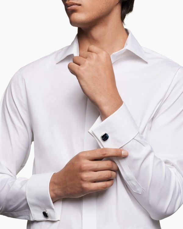 David Van Hagen Streamline ® Inlay Cufflinks Sterling Silver With Pietersite 18mm