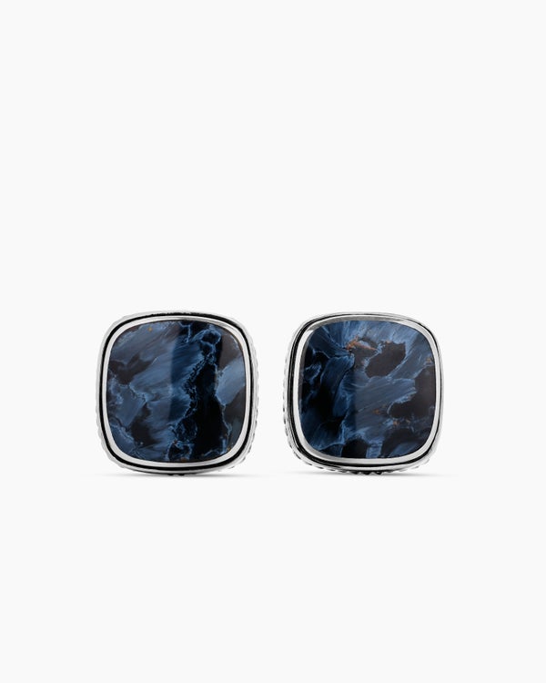 david van hagen Streamline ® Inlay Cufflinks Sterling Silver with Pietersite 18mm