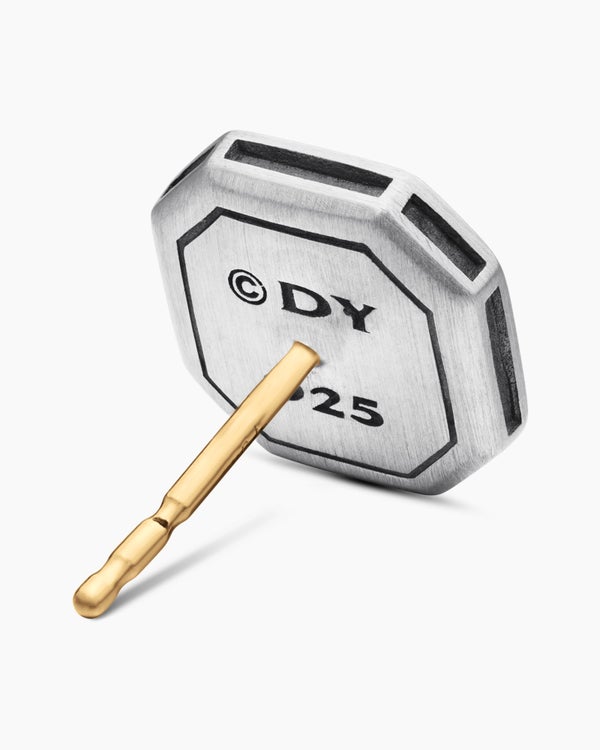 David Van Hagen Streamline ® Pavé Stud Earring Sterling Silver With Black Diamonds 10mm