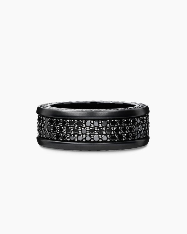 david van hagen Streamline ® Pavé Three Row Band Ring Black Titanium with Black Diamonds 8.5mm