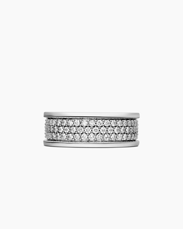 David Van Hagen Streamline ® Pavé Three Row Band Ring Sterling Silver With Diamonds 8.5mm