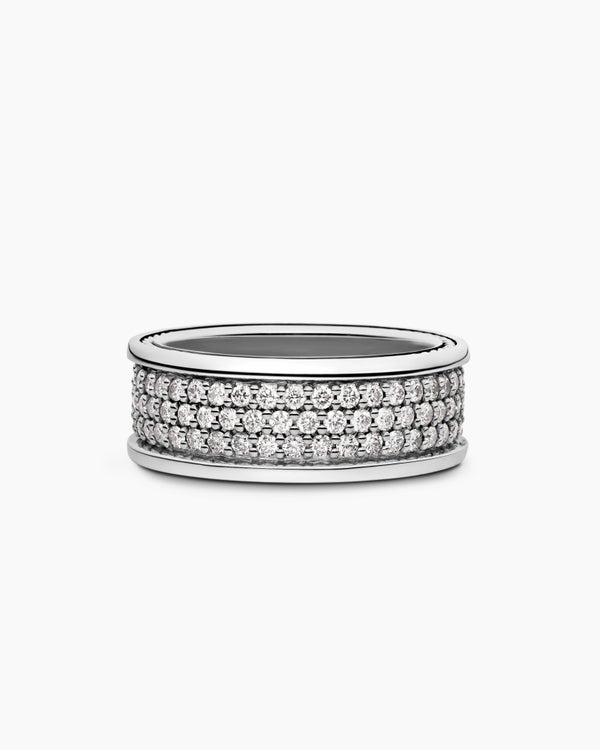 david van hagen Streamline ® Pavé Three Row Band Ring Sterling Silver with Diamonds 8.5mm